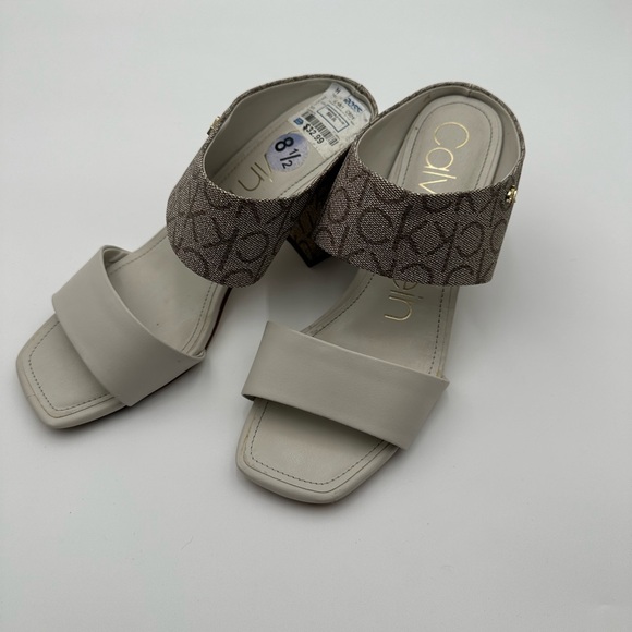 Calvin Klein Women's Block HeelSandals Champagne And Brown Size 8.5 - Picture 8 of 8
